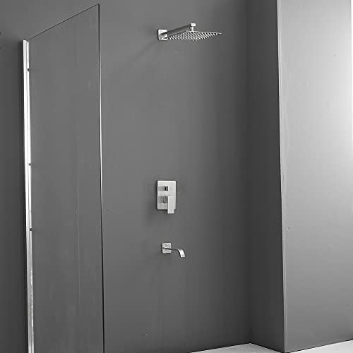 Luxury Brushed Nickel Shower Faucet Set with Tub Spout