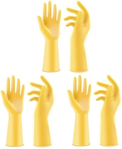 Coopache 3 Pack Heavy Duty Reusable Dishwashing Gloves Yellow Large