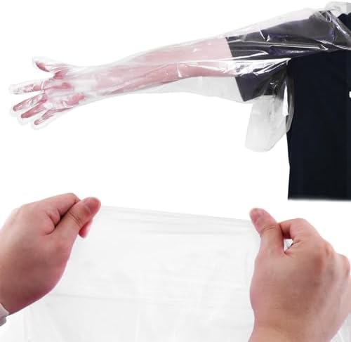 50 Pack Halter Disposable Long Gloves for Veterinary Use and Cleaning