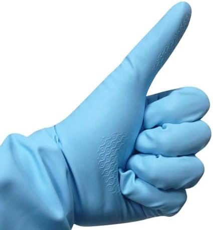 KingFinger Reusable Cleaning Gloves 3-Pair Set Blue White Pink