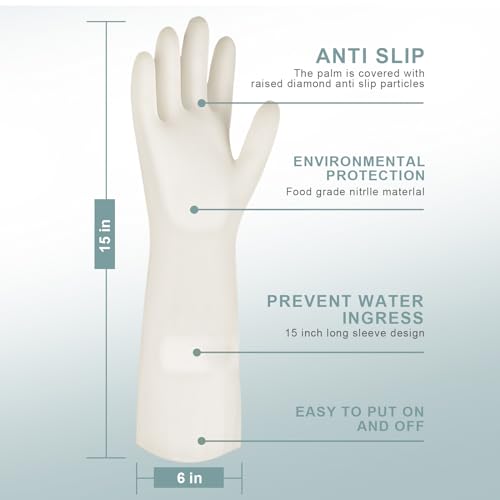 2Pair 15 Inch Reusable Latex Free Cleaning Gloves