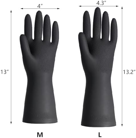 4 Pairs Non-Slip Rubber Dishwashing Gloves for Kitchen and Housework