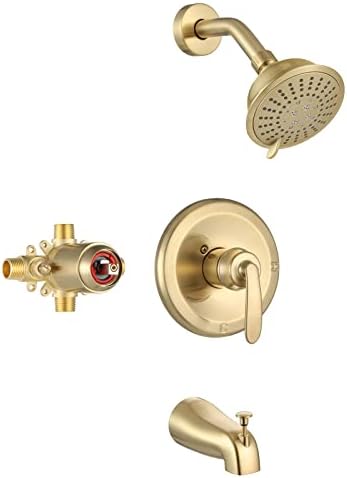 Parlos Shower System Brushed Gold Faucet Set with Tub Spout