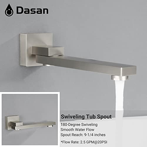Dasan Complete Tub Shower Faucet Set Versatile Durable Brushed Nickel Design