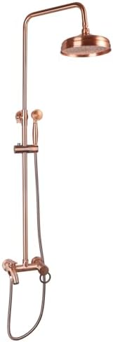 Antique Copper Exposed Shower System 8-inch Rainfall shower head with 3 functions