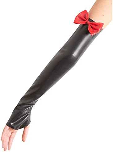Hot Black Red Long Latex Gloves With BowsSeamless Protection