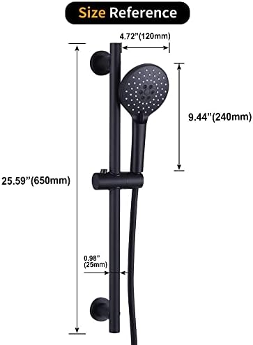 Adjustable Shower Bracket 3-Function Handheld Shower SUS 304 Black Durable Aesthetic