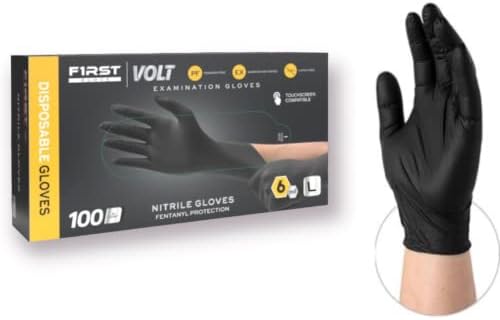BNM Health First Glove Black Nitrile Disposable Gloves 6 Mil Latex Powder Free