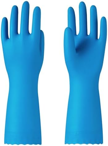 PACIFIC Cleaning Gloves Latex Free Reusable Non-Slip Water Resistant Blue Large