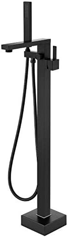 Freestanding Bathtub Faucet Black Brass Floor Mount 12 hose compatibility