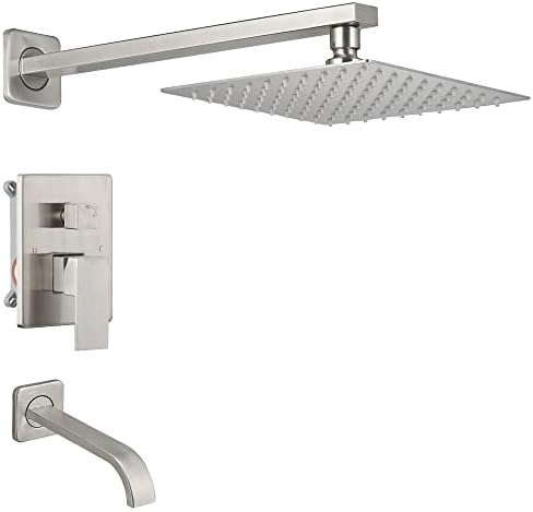 Luxury Brushed Nickel Shower Faucet Set with Tub Spout