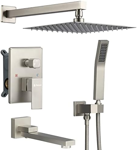 Dasan Complete Tub Shower Faucet Set Versatile Durable Brushed Nickel Design