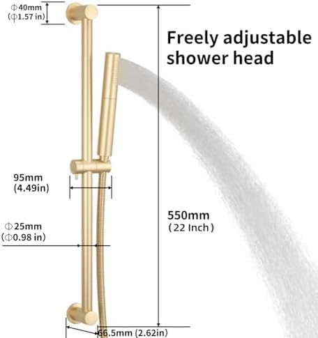 Adjustable 22-Inch Shower Bar with Durable Brass Plumbing for Home Use