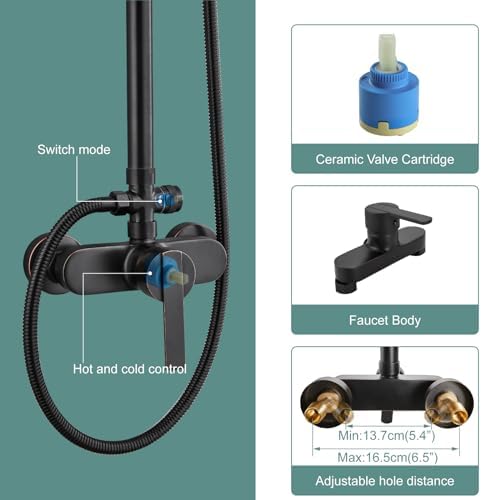Oil Rubbed Bronze Exposed Pipe Shower System 8-inch Rainfall 151 GPM