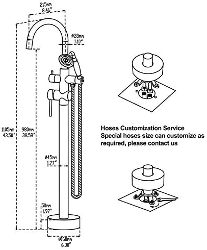 Freestanding Bath Faucet Hand Shower Nickel Bracket Lifetime Warranty