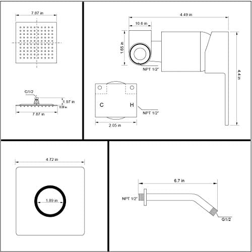 Premium Brushed Nickel Rain Shower Head with Wall-Mounted Design