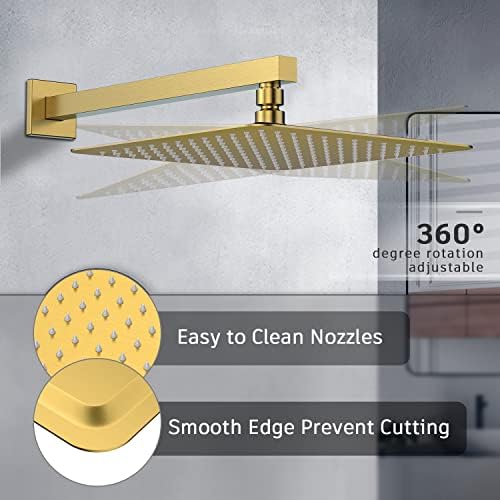 Sturdy Modern 10 Brushed Gold Shower Faucet Set