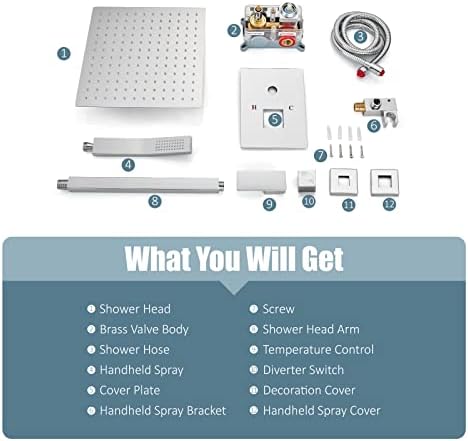 Durable Ceiling Mounted Shower System - Overhead Rain Handheld Spray with Chrome Finish