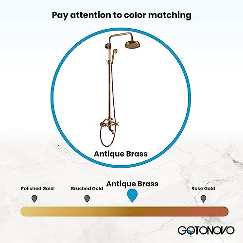 Gotonovo 8 Inch Round Shower Head with 3 Functions and Antique Brass Finish