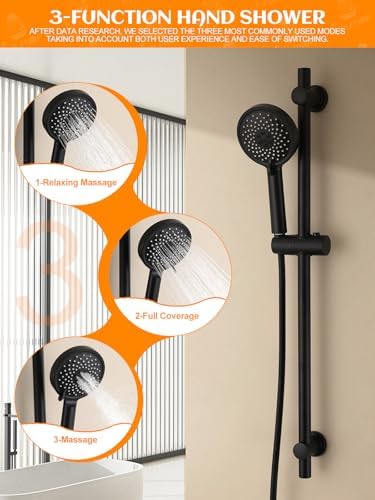 Adjustable 316 Stainless Steel Shower Head with 30-inch Slide Bar Hose