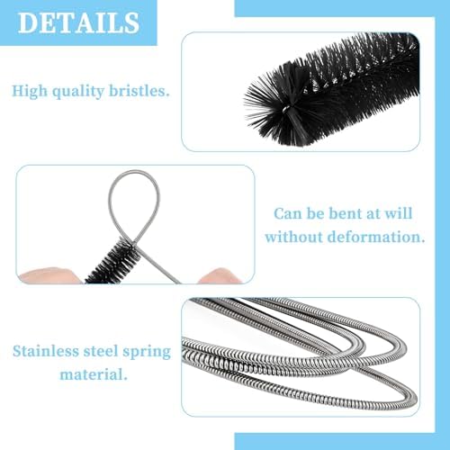11-Piece Flexible Pine Drain Brush Set Double-Ended Black