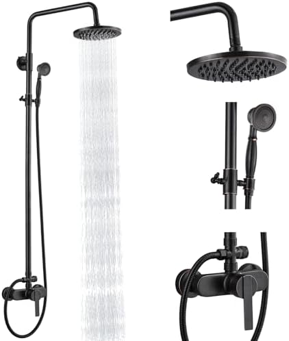 Oil Rubbed Bronze Exposed Pipe Shower System 8-inch Rainfall 151 GPM