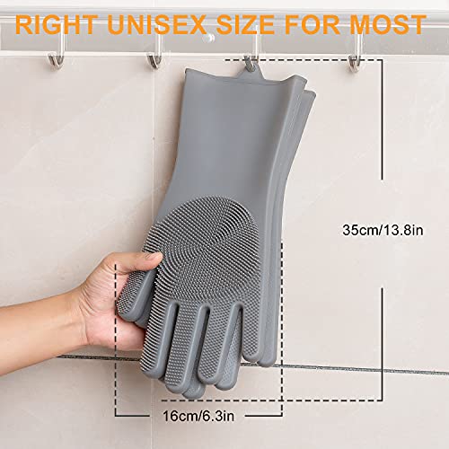 Reusable Silicone Dishwashing Gloves Heat-Resistant Kitchen Bathroom Cleaning