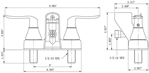 Dura Faucet RV Tub Shower Valve with Winged Levers
