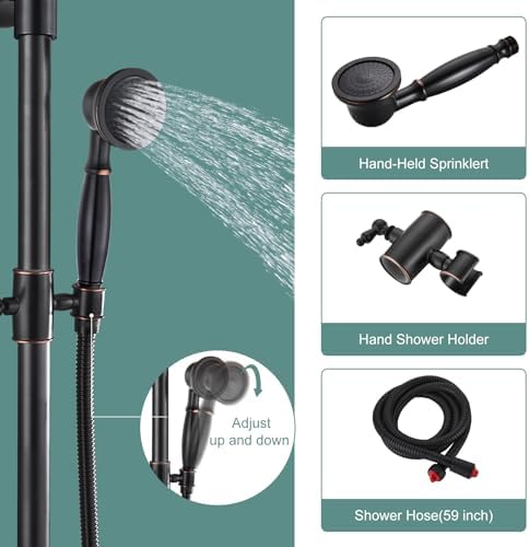 Oil Rubbed Bronze Exposed Pipe Shower System 8-inch Rainfall 151 GPM