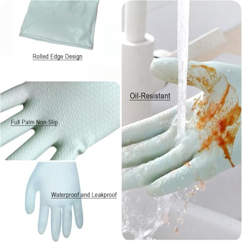 BechKCpro 3-Pair Durable Dishwashing Gloves Latex-Free 15 Long Cuff