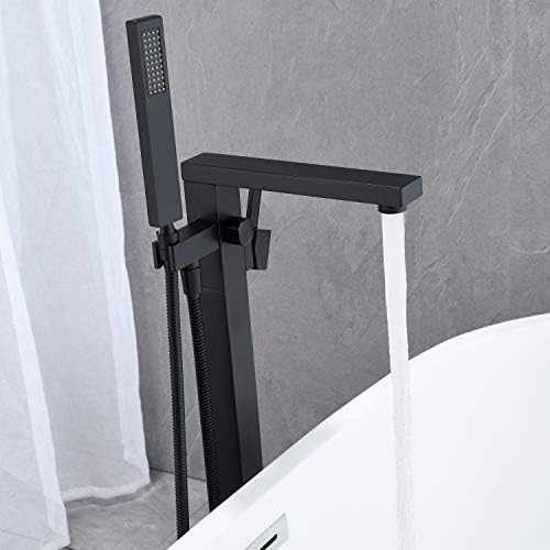 Freestanding Bathtub Faucet Black Brass Floor Mount 12 hose compatibility