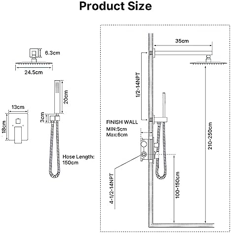 Black Rain Shower System