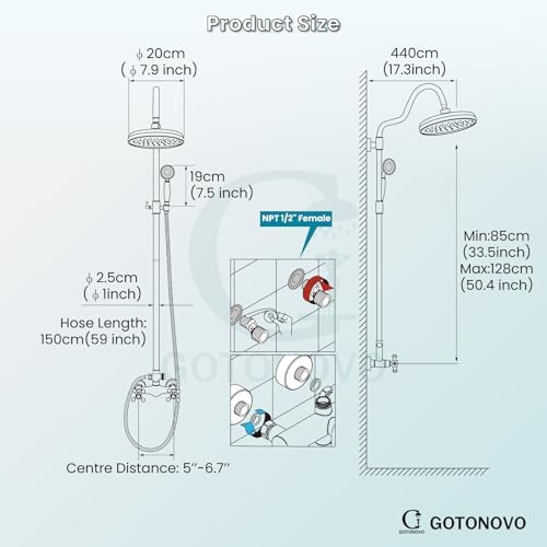 Gotonovo Luxury Exposed Shower Faucet Set