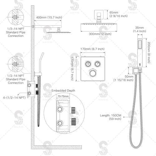 SR SUN RISE 100 Thermostatic Shower System