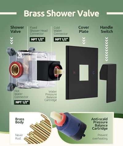 Matte Black Ease - 6-Inch Rain Shower Head System