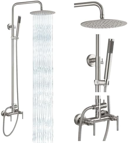 Sturdy Outdoor Shower Combo with Rainfall Handheld Spray