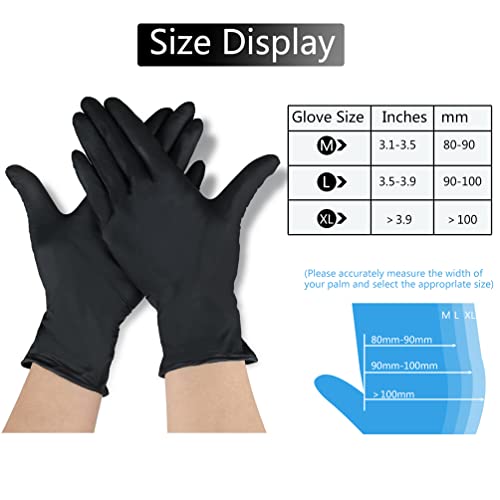 AKGK 100-Pack Nitrile Gloves Small Black Disabilities Powder-Free Latex-Free