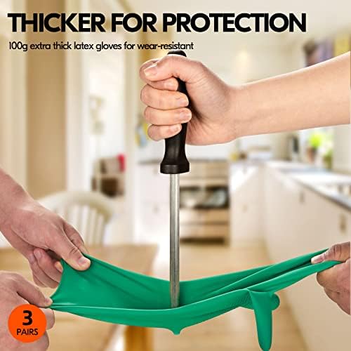 Vgo 3-Pairs Reusable Household Gloves with Long Sleeves
