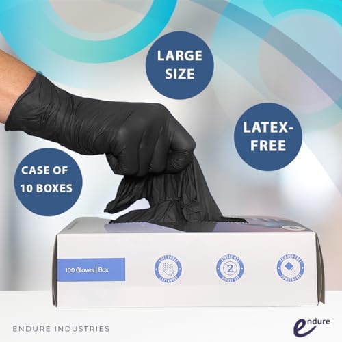 Endure Industries High-Quality Nitrile Exam Gloves in Starlight Black