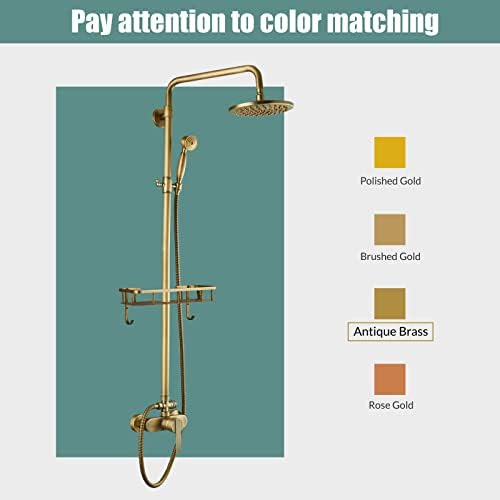 Antique Brass 8 Rainfall Shower Head with Sprayer Handheld Faucet