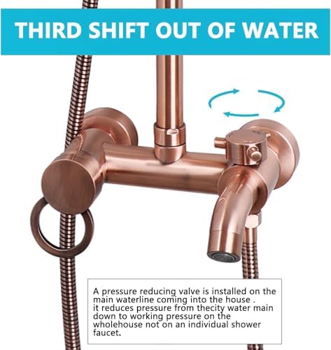 Antique Copper Exposed Shower System 8-inch Rainfall shower head with 3 functions