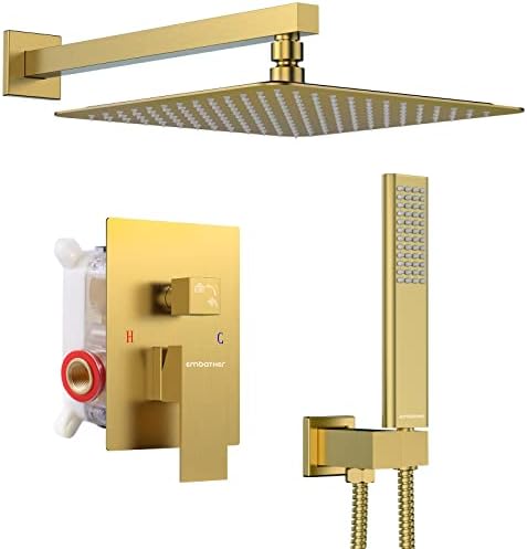 Sturdy Modern 10 Brushed Gold Shower Faucet Set