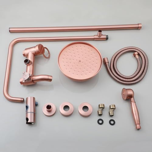 Antique Copper Exposed Shower System 8-inch Rainfall shower head with 3 functions