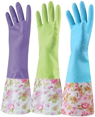 Premium Reusable Kitchen Gloves - Non-Latex Medium Size3 Pairs