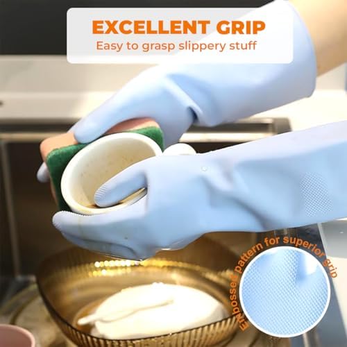 Reusable Kitchen Gloves Premium Rubber Gloves for Cleaning Bleaching and More