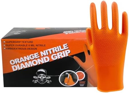 8 Mil Orange Nitrile Gloves Heavy Duty Disposable Gloves