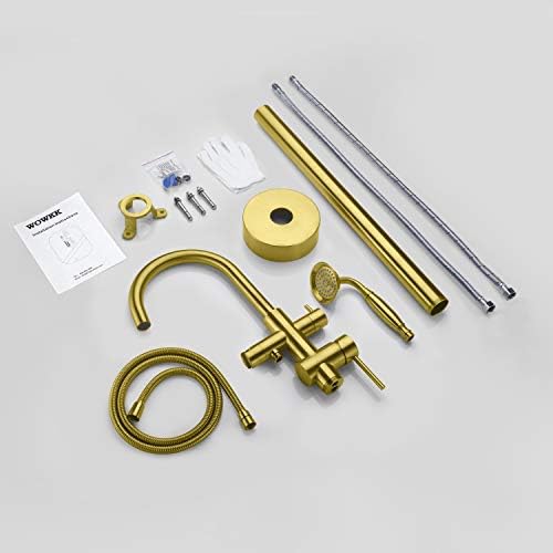 Freestanding bathtub faucet with hand shower