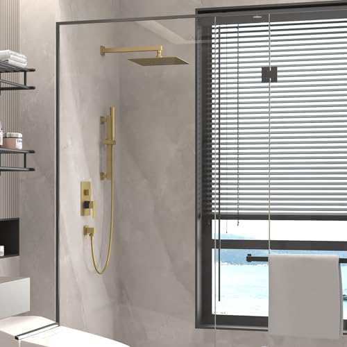 Hoimpro Shower System with Adjustable Slide Bar and Brushed Gold Finish 1