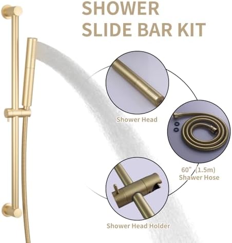 Adjustable 22-Inch Shower Bar with Durable Brass Plumbing for Home Use