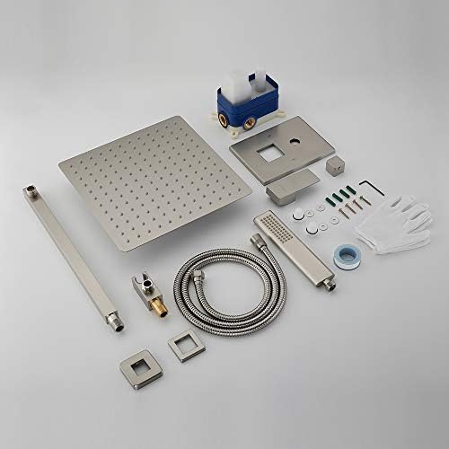 Iriber Brushed Nickel Shower System with 12 Inch Rain Shower Head